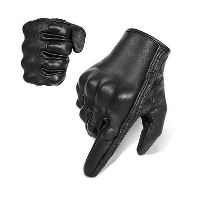 Full finger Goat Skin Leather Touch Screen Motorcycle Gloves Men/Women S,M,L,XL,XXL (Non-Perforated, S)