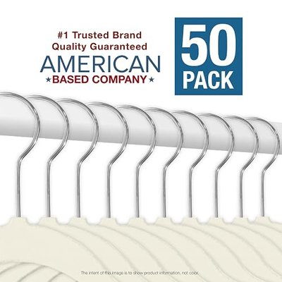 Premium Quality, True-Heavyweight, 80-gram, Virtually-UNBREAKABLE Velvet Hangers, Ultra-Thin, No Slip, Best for SUIT, Dress, Pants, Shirt, 360º Spin, ROSE GOLD Hooks, Ivory Set of 50