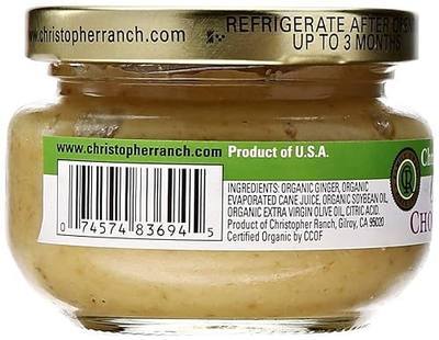 Christopher Ranch Organic Chopped Ginger | USDA Organic | Fresh, Ready-to-Use Ginger | No Peeling or Grating Needed | No Added Sugar | Ideal for Soups, Stir-Fries, Marinades & Sauces | 4.25 Oz Jar