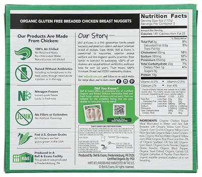 Bell & Evans Organic Chicken Nugget, 12 OZ