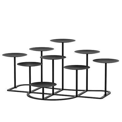 Smtyle Fireplace Candelabra Candle Holder - Modern Multi-Tier Black Matte Candelabra Centerpiece, Geometric Design with Stable Base for Pillar Candles, Perfect for Minimalist Home