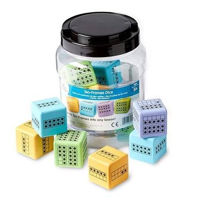 hand2mind Ten Frame Dice, Large Foam Dice for Classroom, Subitizing Dice, Math Manipulatives for Elementary School, Counting Toys for Toddlers, Educational Toys for Preschool Children (Set of 12)
