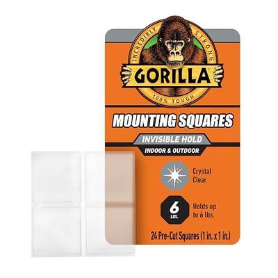 Gorilla Tough & Clear Double Sided Tape Squares, Clear Tape, 24 1" Pre-Cut Mounting Squares (Pack of 1)