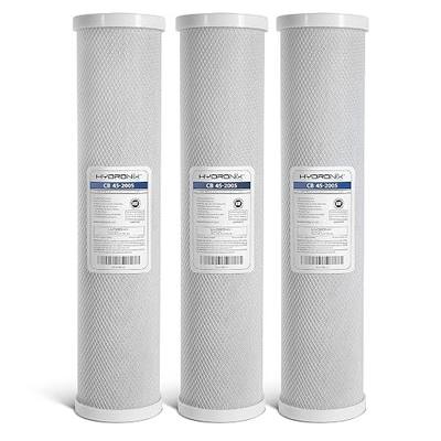 Hydronix CB-45-2005/3 Universal 4.5" x 20” Whole House Water Filter Replacement Cartridge, Commercial & Industrial NSF, Coconut Shell Activated Carbon Block CTO, 5 Micron (3 Pack)