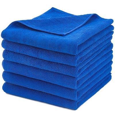 CARCAREZ Premium Microfiber Detailing Towels, 340 GSM Lint Free Car Buffing Waxing Polishing Drying Towels (6, Blue, 16x16 Inch)