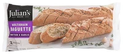Julians Recipe, Baguette Multigrain Garlic 2 Count, 12.35 Ounce