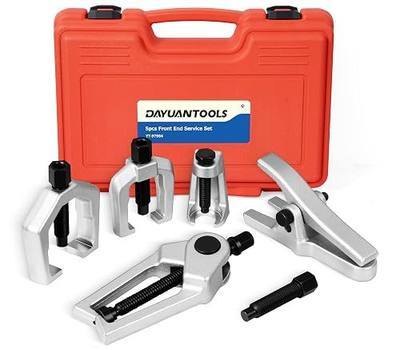 DAYUAN 5Pcs Professional Front End Service Tool Kit Ball Joint Separator | Removes Ball Joints Tie Rods & Pitman Arms Puller, Heat Treated Alloy Steel, Storage Red Case, Fits Most Cars & Light Trucks