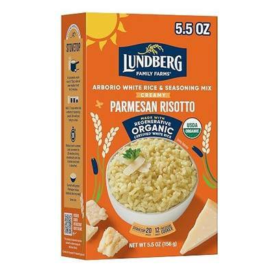 Lundberg Organic Creamy Parmesan Risotto Seasoned Rice - Regenerative Organic Certified Arborio Rice & Seasoning Mix, Gluten Free, 5.5 Ounce Box