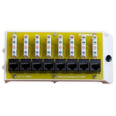 Legrand - OnQ Cat 6 Network Interface Module - Compatible with All OnQ Enclosures - 8-Port Ethernet Connectivity for Home Networks, UL Listed (AC1068)
