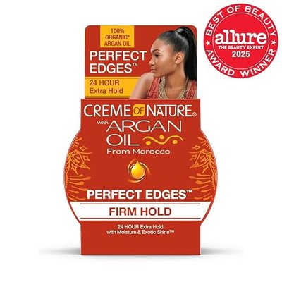 Creme of Nature Perfect Edges™ Firm Hold Edge Control Gel, 24-Hour Hold, Non-Flaking, Frizz Control, Sleek Hair Gel, Argan Oil Edge Styler, 2.25 oz