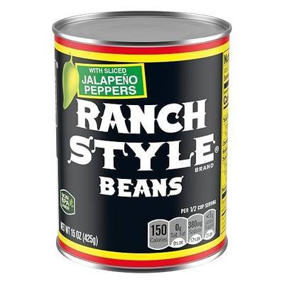 Ranch Style Beans With Sliced Jalapeno Peppers, Canned Beans, 15 oz