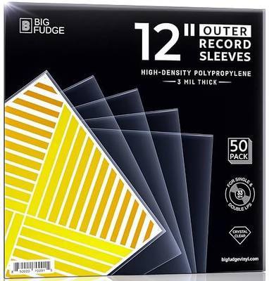Big Fudge 12" Vinyl Record Sleeves - Outer Sleeves 50 Pack - Crystal Clear High-Density Polypropylene Vinyl Covers - Accessories Protect LP Albums from Dust, Dirt & Scratches