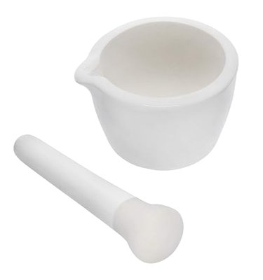 Porcelain Mortar & Pestle Set, 1.7oz (50ml) - Heavy Duty - Unglazed Grinding Surface - Excellent for Kitchen or Laboratory - Grinds Powdered Chemicals, Herbs, Spices, Pills - White - Eisco Labs