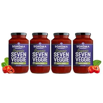 Sonoma Gourmet Seven Veggie Pasta Sauce | Vegan, USDA Organic, Non-GMO, Gluten-Free and No Sugar Added | Made With Fresh Ingredients | 25 Ounce Jars (Pack of 4)