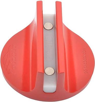 Potauto Universal Aluminum Grooved Magnetic Jack Pad Jacking Puck Pinch Weld (Slot Width 0.39 Inch) Frame Rail Adapter for Vehicles (Qty 1, Red)