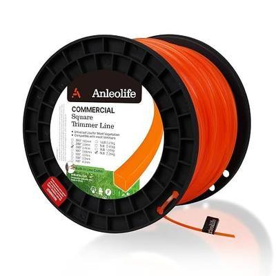 Anleolife .095" Commercial Square String Trimmer Line for Weeds, 1280ft 5lb | Bulk Hi-Vis Orange Weed Eater String for Compatible Heads, Grass Edging, Around Fences, Long Sessions; Built-in Line Cutter