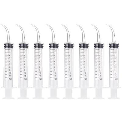 TecUnite 8 Pcs Syringe 12cc Dental Irrigation Syringe with Curved Tip for Wisdom Teeth Measurement Disposable Water Oral Mouth Liquid Tonsil Stone Squirt Mouthwash Cleaner Syringes