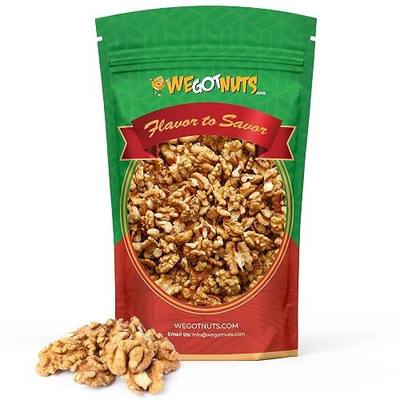 California Raw Walnuts- 4 Pounds, Resealable Package-Fresh, No Shell, Unsalted-All Natural Dry Halves and Chopped Pieces-For Snacking, Kids, Baking Brownies, Diet- Kosher Certified- by We Got Nuts