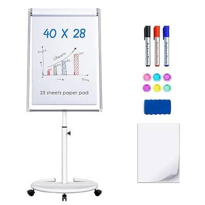 maxtek Mobile Dry Erase Board – 40x28 inches Magnetic Portable Whiteboard Stand Easel White Board Flipchart Easel Board with 25 Sheets Paper Pad for School Supplies