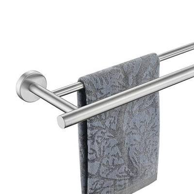 JQK Double Towel Bar 27 Inch, Brushed Steel Useable Length 24 Inch 304 Stainless Steel Thicken 0.8mm Bath Towel Rack for Bathroom, Towel Holder Wall Mount, TB100L24-BN