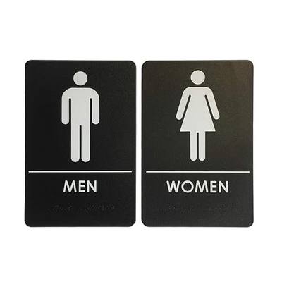 USA Made - Men's and Women's Restroom Signs ADA-Compliant Bathroom Door Signs for Offices, Businesses, and Restaurants, Black