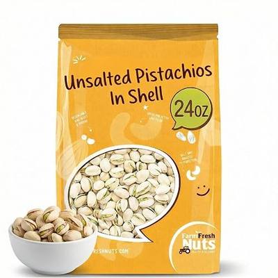 Gourmet Roasted California In Shell Pistachios Unsalted (24 oz.) Extra Large - Roasted to Perfection - Super Crunchy & Delicious - Farm Fresh Nuts Brand