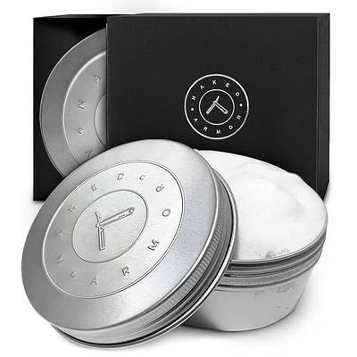 Naked Armor Organic Shave Soap for Men - Large 7oz Shaving Soap Tin for Sensitive Skin & Wet Shaving - Handmade with Shea Butter & Essential Oils - Rich Creamy Lather (Neutral)