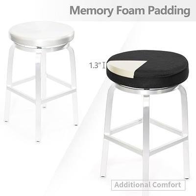 Shinnwa Bar Stool Cushions, Memory Foam Round Bar Stool Covers with Non-Slip Backing and Elastic Band, 14", Black
