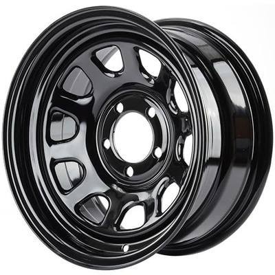 JEGS D Window Wheel | 15in.x 7in.| 5 x 4.5in.Wheel Bolt Pattern Spacing | -6 mm Offset | 3.75in.Backspacing | Powder Coated Black Steel | 3.27in.Center Bore