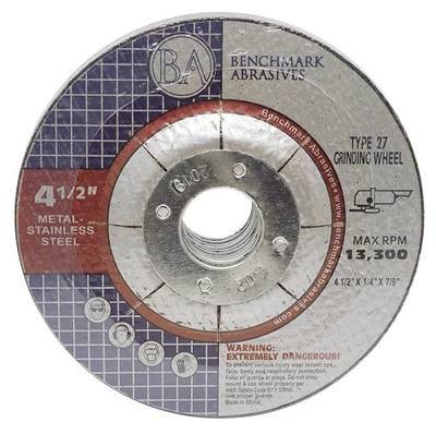 Benchmark Abrasives Grinder Cut Off Wheels 4 1/2 Inch Aluminum Oxide Depressed Center Thin Type 27 for Metals, 1/4" Thick 7/8" Arbor, Angle Grinder Cutting Disc, Grinding Cutting Wheel - 15 Pack
