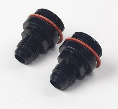JEGS Carburetor Fuel Inlet AN Fittings | -6 AN to 7/8in.-20 | Black | 2 Per Package | Includes Washers | Fits Holley Dual Feed And Quadrajet Carbs