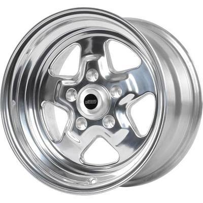JEGS Sport Star Aluminum Wheel 15in.x 8in.| 5 x 4.75in.Wheel Bolt Pattern Spacing | 0 mm Offset | 4.5in.Backspacing | Polished Finish | 3.27in.Center Bore | Includes Center Cap