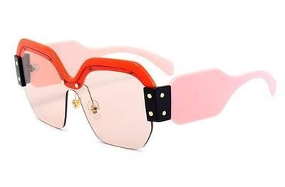 FEISEDY Candy Women Fashion Semi Rimless Oversized Sunglasses Acetate Frame B2278