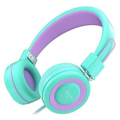 ELECDER i37 Kids Headphones for School Children Girls Boys Teens, Green | Foldable Adjustable Lightweight, 3.5mm Audio Jack On Ear Headphones for Smartphones Chromebook Computer PC Tablets Travel