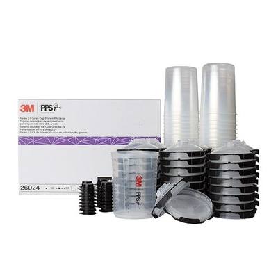 3M PPS 2.0 Spray Gun Cup, Lids and Liners Kit, 26024, Large, 28 Ounces, 200-Micron Filter, Use for Cars, Furniture, House and More, 1 Paint Cup, 50 Disposable Lids and Liners, 32 Sealing Plugs
