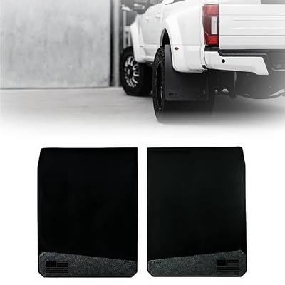 ‘Merica Mud Flaps Dually - Heavy Duty Mud Flaps for Trucks and Dually Truck Accessories - Stainless Steel - Easy Install Splash Guard - Made in USA (Black Flag)