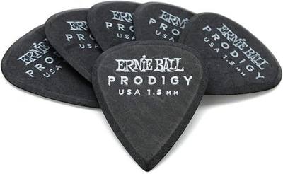 Ernie Ball Prodigy Guitar Picks, Standard, Black 1.5mm, 6-pack (P09199)