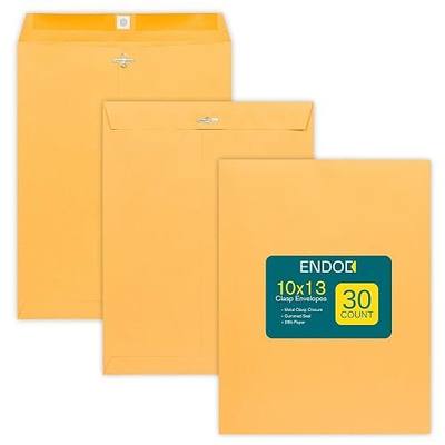 EnDoc Clasp Envelopes 10x13 Inch - 30 Pack Brown Kraft Catalog Envelope with Clasp Closure & Gummed Seal - 28lb Heavyweight Envelopes for Home, Office, Business, Legal or School 10x13