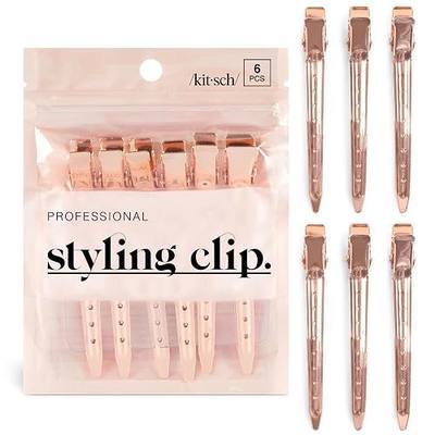 Kitsch Professional Alligator Clips - Rose Gold, 6 Pcs | 3.5" Aluminum Duckbill Hair Clips for Styling – Great Hair Sectioning Clips For Salon, Makeup Application