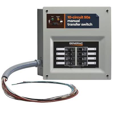 Generac HomeLink 50 Amp Portable Generator Manual Transfer Switch Kit | Upgradeable, Indoor Pre-Wired Panel, 8-16 Circuits