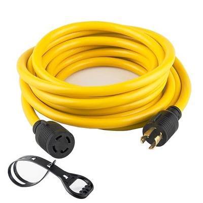 40FT Heavy Duty Generator Locking Power Cord NEMA L14-30P/L14-30R,4 Prong 10 Gauge SJTW Cable, 125/250V 30Amp 7500 Watts Yellow Generator Lock Extension Cord with UL Listed