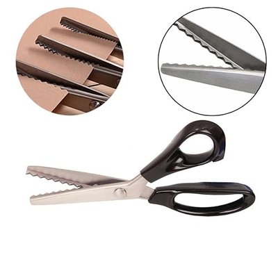 Pinking Shears, Stainless Steel Dressmaking Scissors, Serrated and Scalloped Blades, Professional Sewing Craft Cut Tailor Zig-Zag Tool, Fabric Decoration Comfort Grip Soft Handheld (Serrated 3mm)