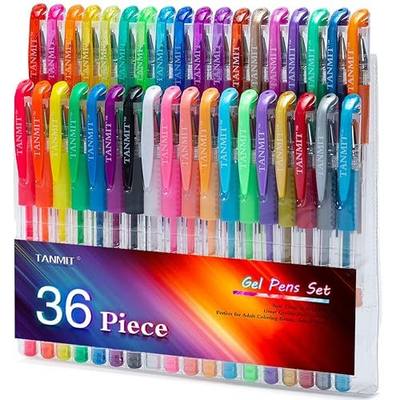 TANMIT 36 Colors Gel Pens Set for Adult Coloring Books with 40% More Ink | Juicy & Smooth Coloring Pens Great for Doodling, Journaling and Drawing