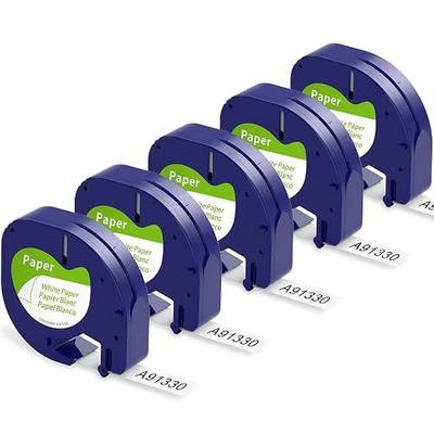 5x Replace for Dymo Label Maker Refills White Paper Letratag 12mm Compatible with Dymo Letratag Refills White Paper 1/2'' for Letra Tag Label Maker Refills 91330 for 100H 100T Plus 200B QX50 XR XM P12