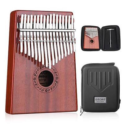 GECKO Kalimba 17 Keys Thumb Piano with Waterproof Protective Box, Tune Hammer and Study Instruction, Portable Mbira Sanza Finger Piano, Meditation Sound, Gift for Beginners and Professional