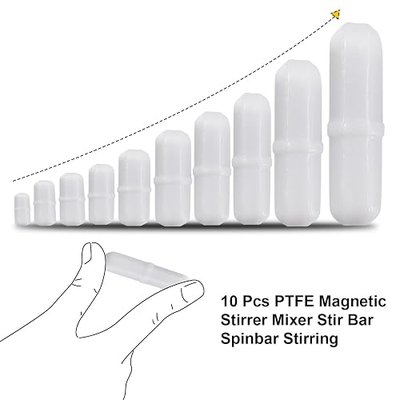 10pcs PTFE Magnetic Stirrer Mixer Stir Bar Spinbar White Color