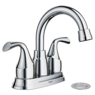 Moen Idora Chrome Two-Handle Centerset Bathroom Sink Faucet with Drain Assembly, 84115
