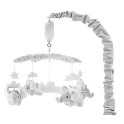 The Peanutshell Crib Mobile for Girls or Boys - Soft Grey Musical Baby Crib Mobile with 12 Lullabies, Cute Elephant Baby Grey Elephant Nursery Decor