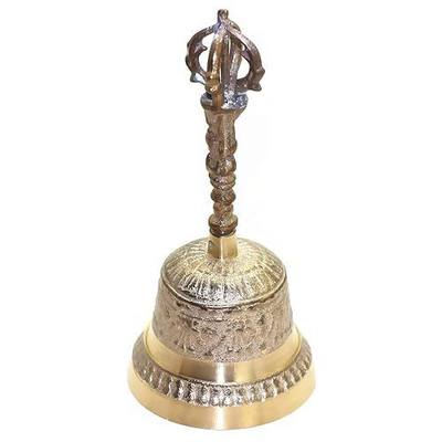 Hand Bell 6.8 Inch High Brass Antique Handbell Vintage Style | Loud Solid Brass Hand Call Bell for School Reception Dinner Shop Hotel Service Meditation Prayer Pet Feeding Home Decoration