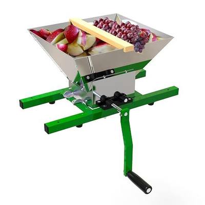 Fruit and Apple Crusher - 7L Manual Juicer Grinder, Portable Fruit Scratter Pulper for Home Brewing & Cider Pressing (Stainless Steel, 1.8 Gallon, Green)